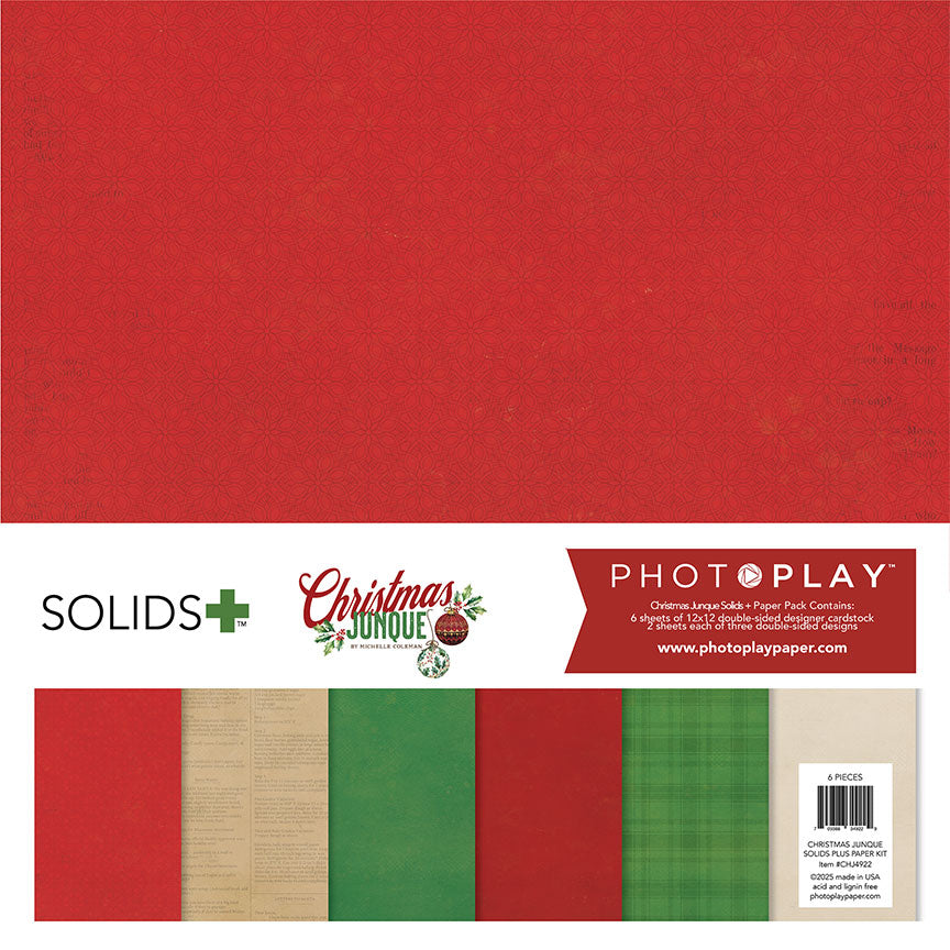 PhotoPlay Christmas Junque Solids+ Paper Kit 12"X12"