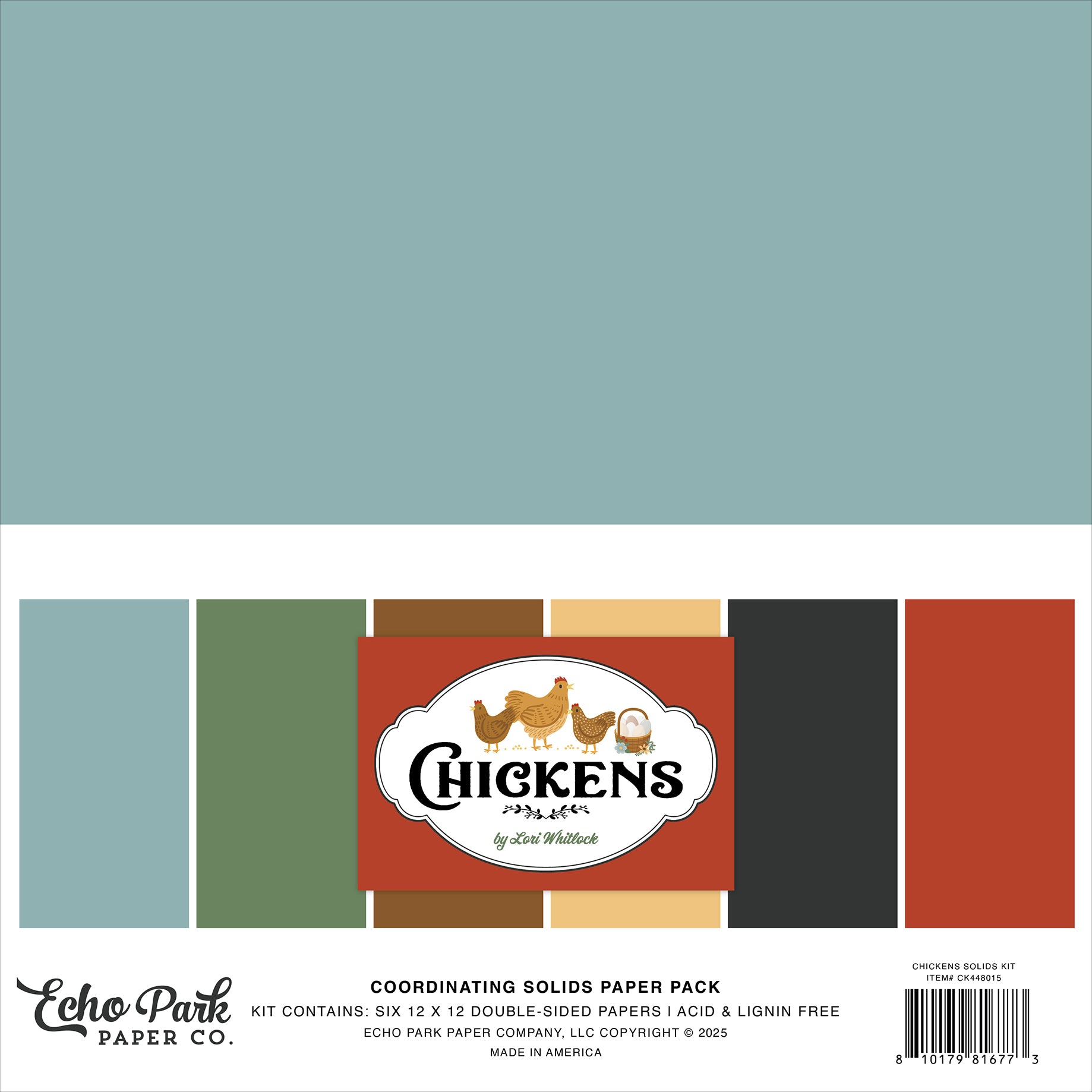 Echo Park Chickens Solids Collection Kit 12"X12"