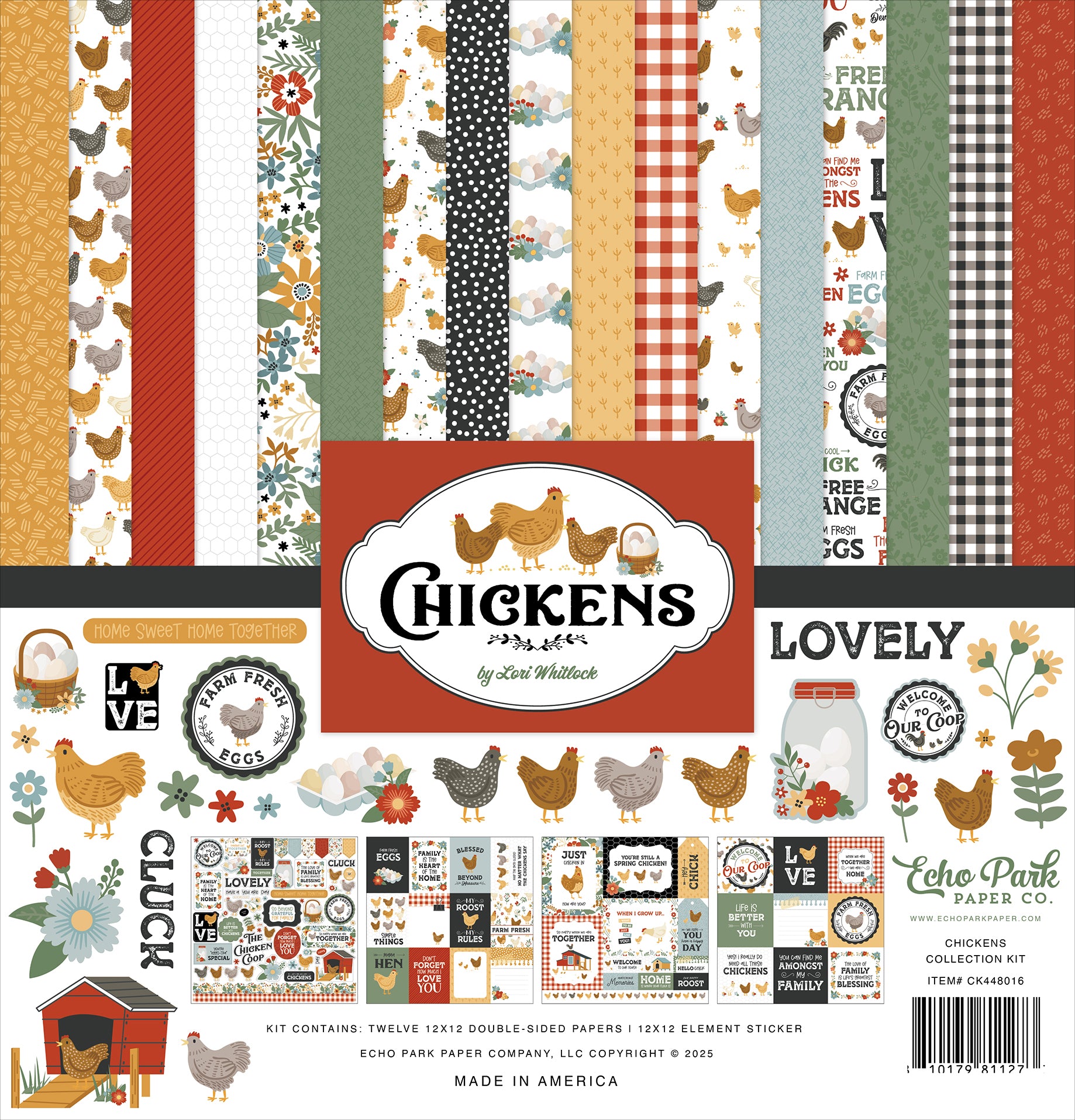 Echo Park Chickens Collection Kit 12"X12"