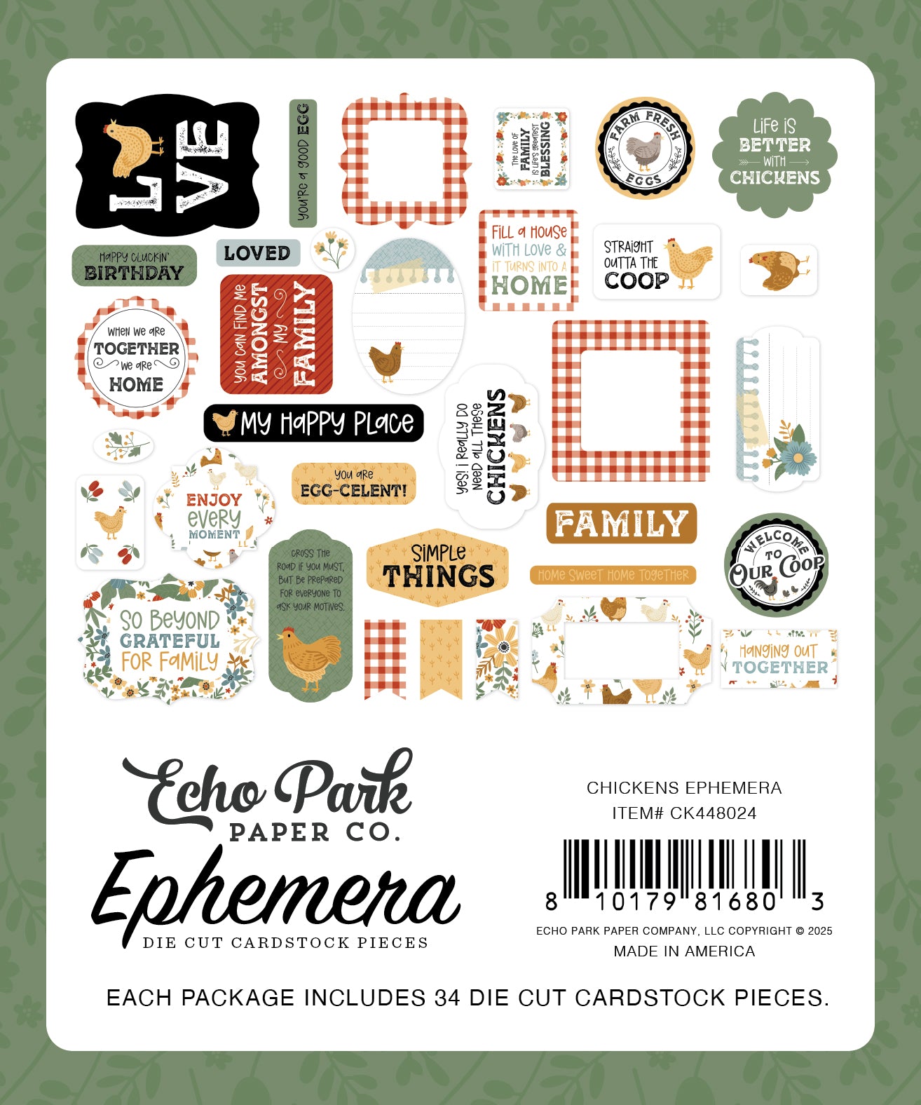 Echo Park Chickens Ephemera Icons