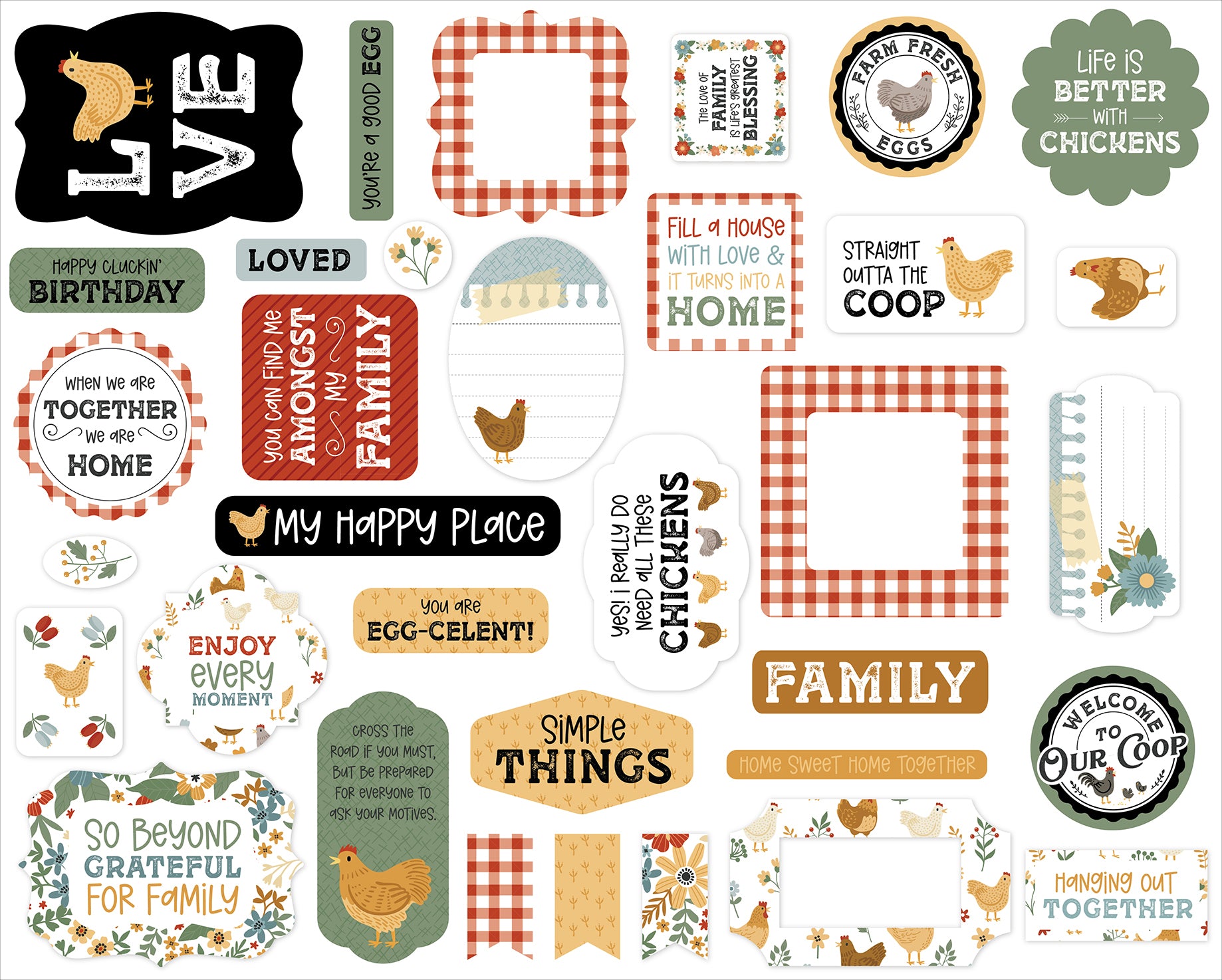 Echo Park Chickens Ephemera Icons