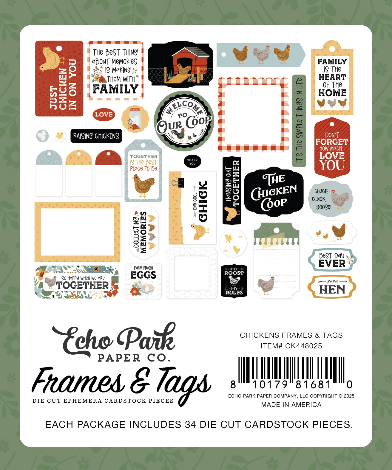 Echo Park Chickens Ephemera Frames & Tags