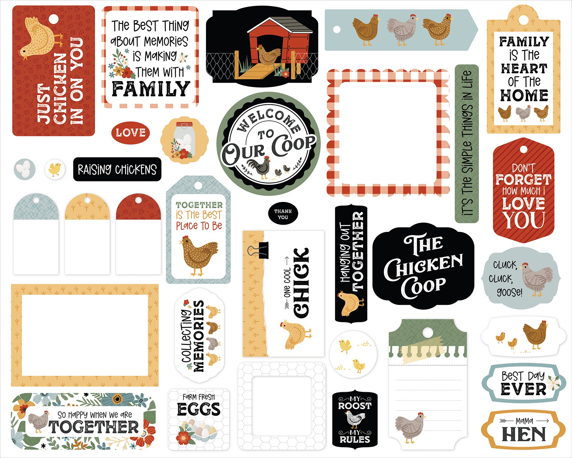 Echo Park Chickens Ephemera Frames & Tags