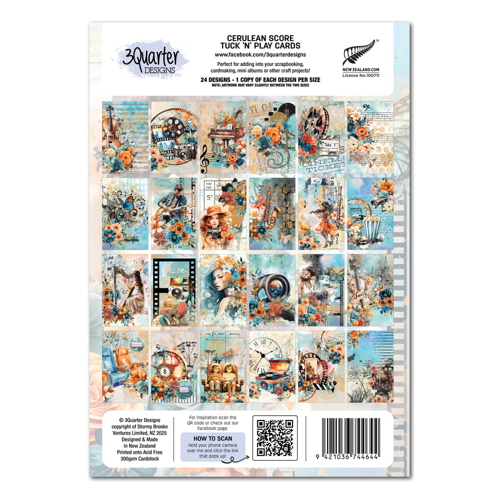 3Quarter Designs Cerulean Score Tuck & Play Cards
