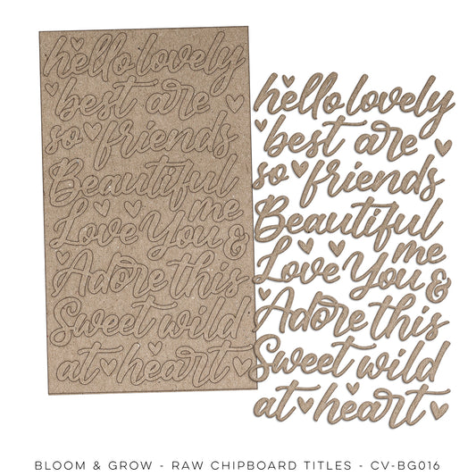 Cocoa Vanilla Studio Bloom & Grow Raw Chipboard Titles