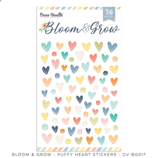 Cocoa Vanilla Studio Bloom & Grow Puffy Heart Stickers