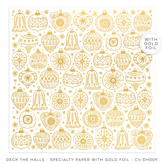 Cocoa Vanilla Studio Deck The Halls Specialty Paper with Gold Foil