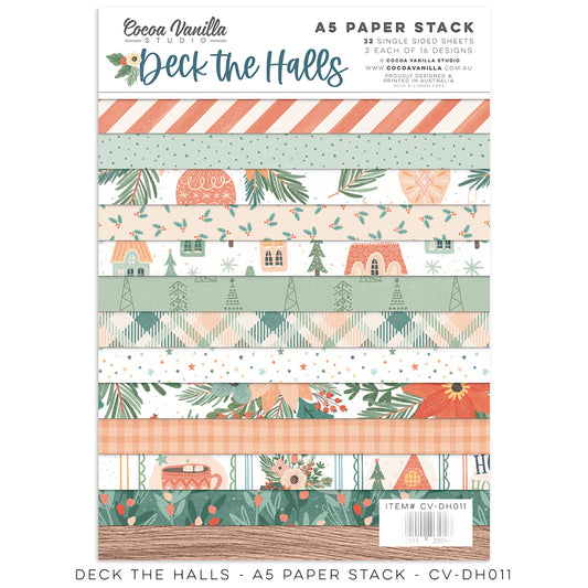 Cocoa Vanilla Studio Deck The Halls A5 Paper Stack