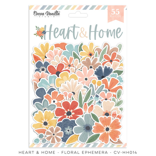 Cocoa Vanilla Heart & Home Die Cut Floral Ephemera