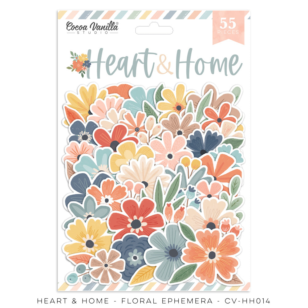 Cocoa Vanilla Heart & Home Die Cut Floral Ephemera