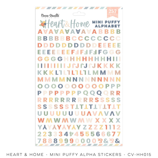 Cocoa Vanilla Heart & Home Mini Puffy Alphabet Stickers