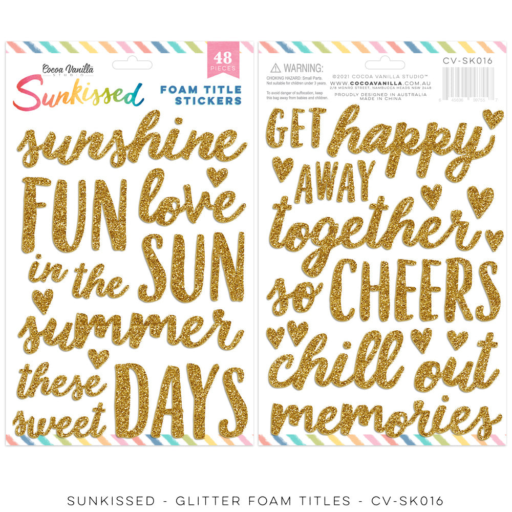 Cocoa Vanilla Sunkissed Glitter Foam Title Stickers
