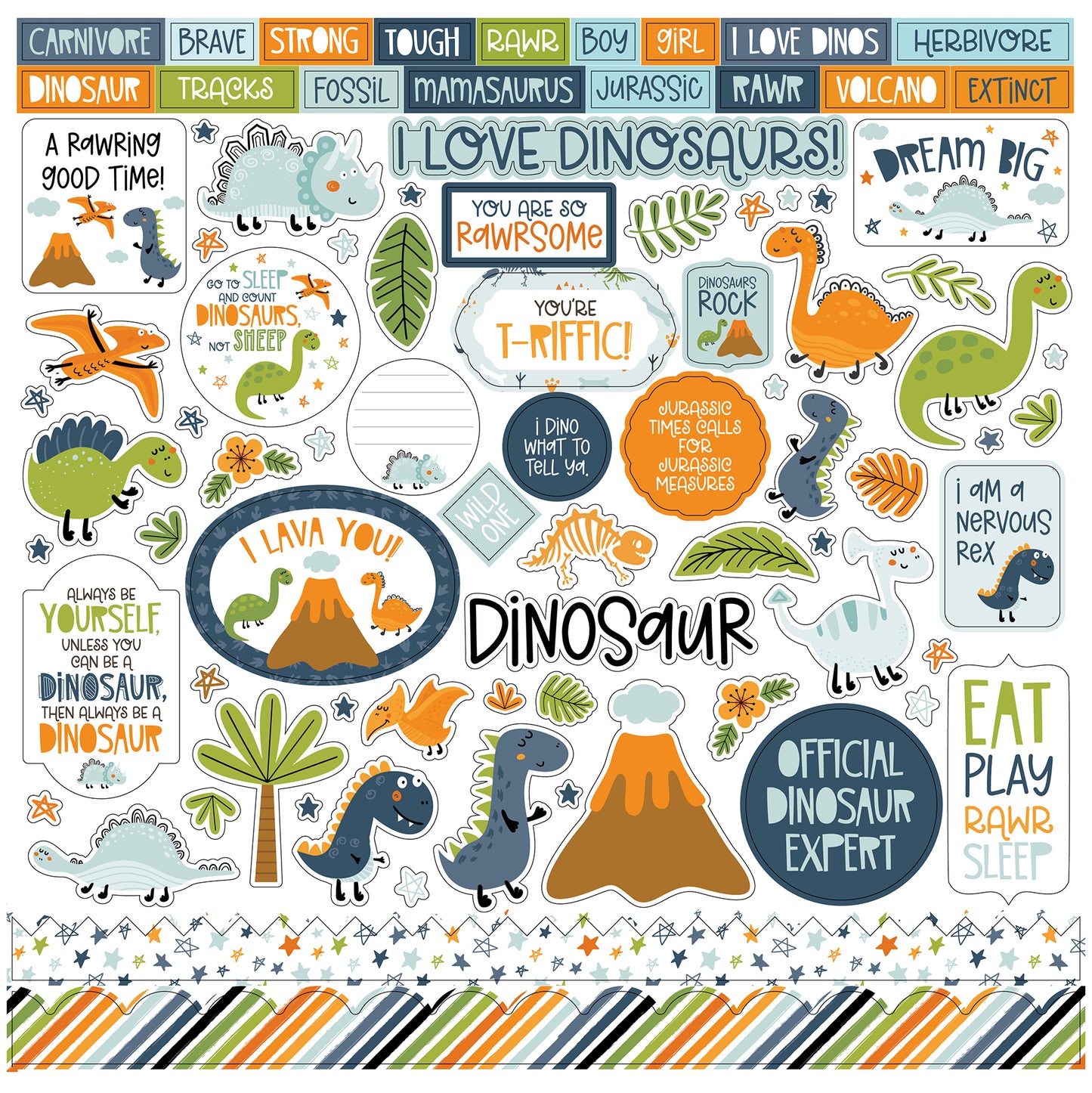 Echo Park Dino-Mite Cardstock Stickers -Elements