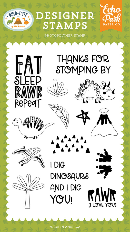 Echo Park Dino-Mite Stamps-Eat Sleep Rawr