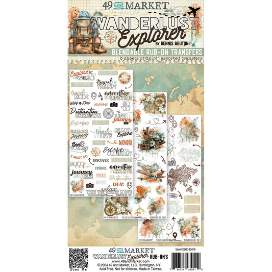 49 and Market Wanderlust Explorer -  6x12 Rub-on Transfer Set