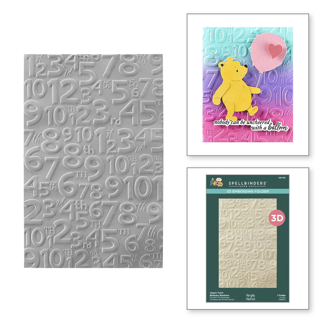 Classic Pooh Birthday Numbers 3D Embossing Folder