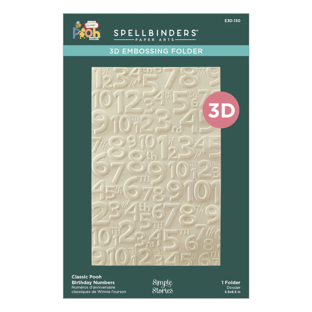 Classic Pooh Birthday Numbers 3D Embossing Folder