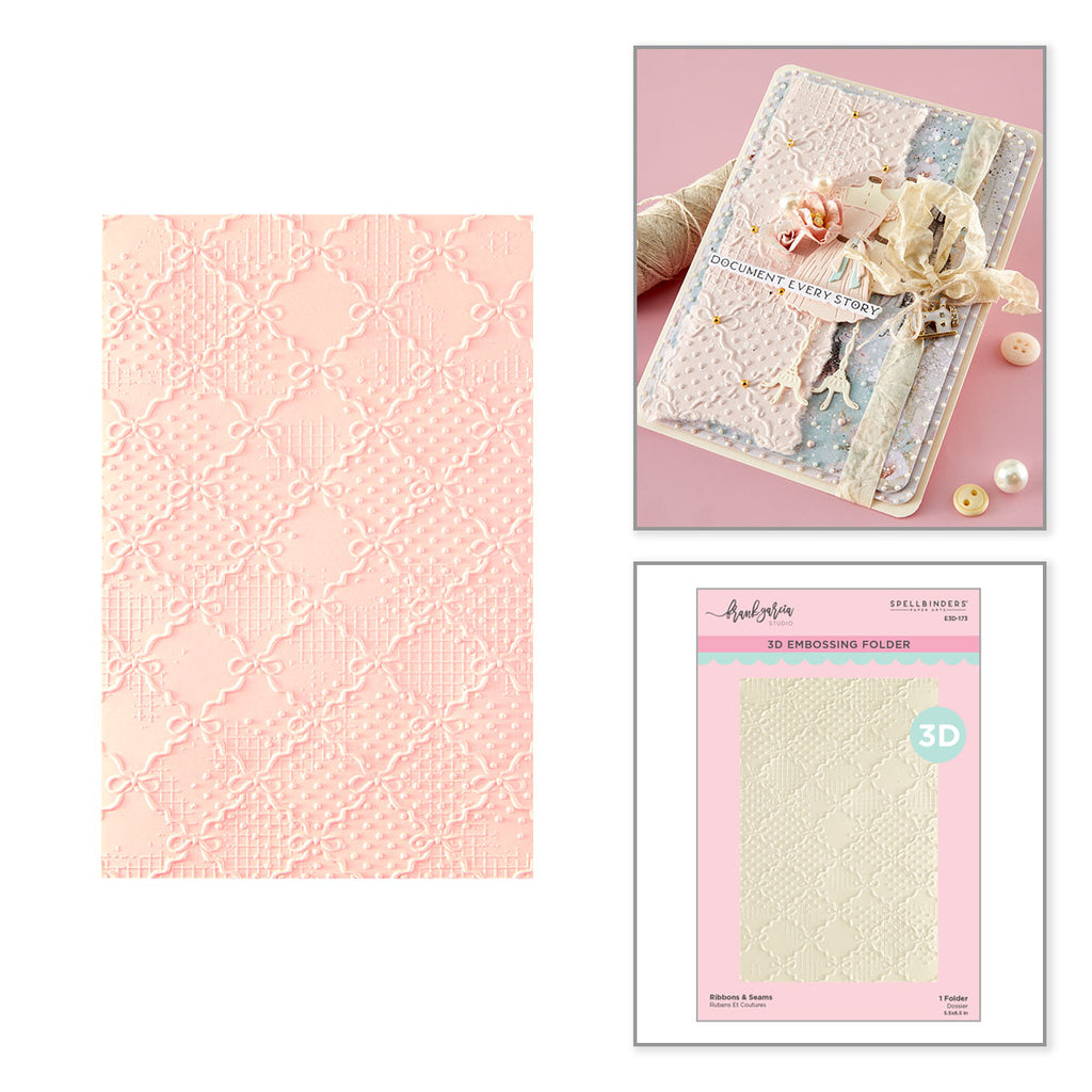Buttons & Keepsakes - Ribbons & Seams 3D Embossing Folder