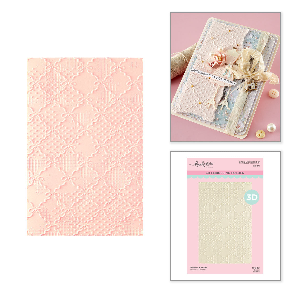 Buttons & Keepsakes - Ribbons & Seams 3D Embossing Folder