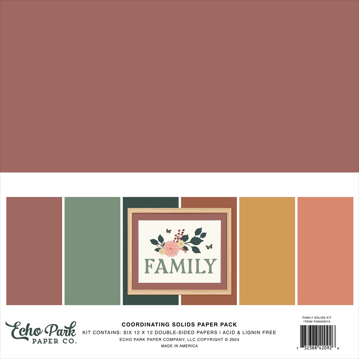 Echo Park Solids Collection Kit 12"X12"-Family