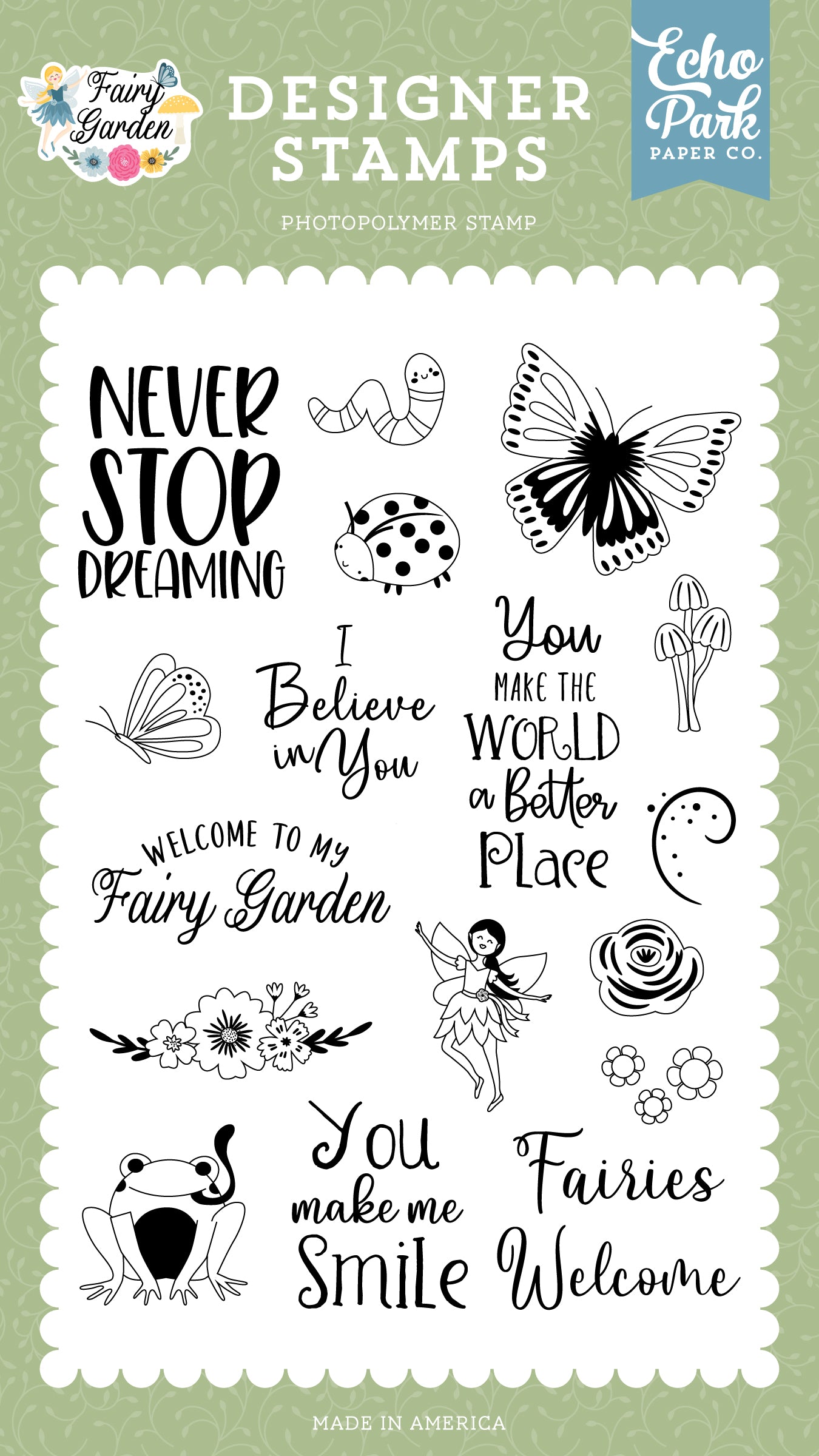Echo Park Fairy Garden Stamps-Fairies Welcome
