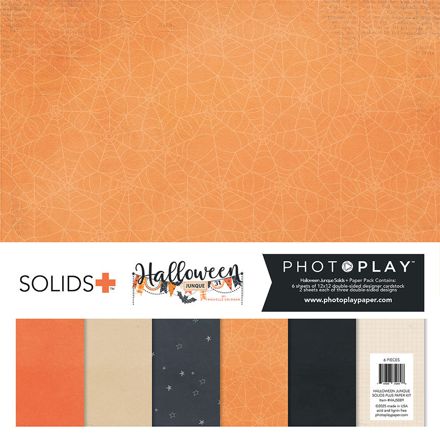 PhotoPlay Halloween Junque Solids+ Paper Kit 12"X12"