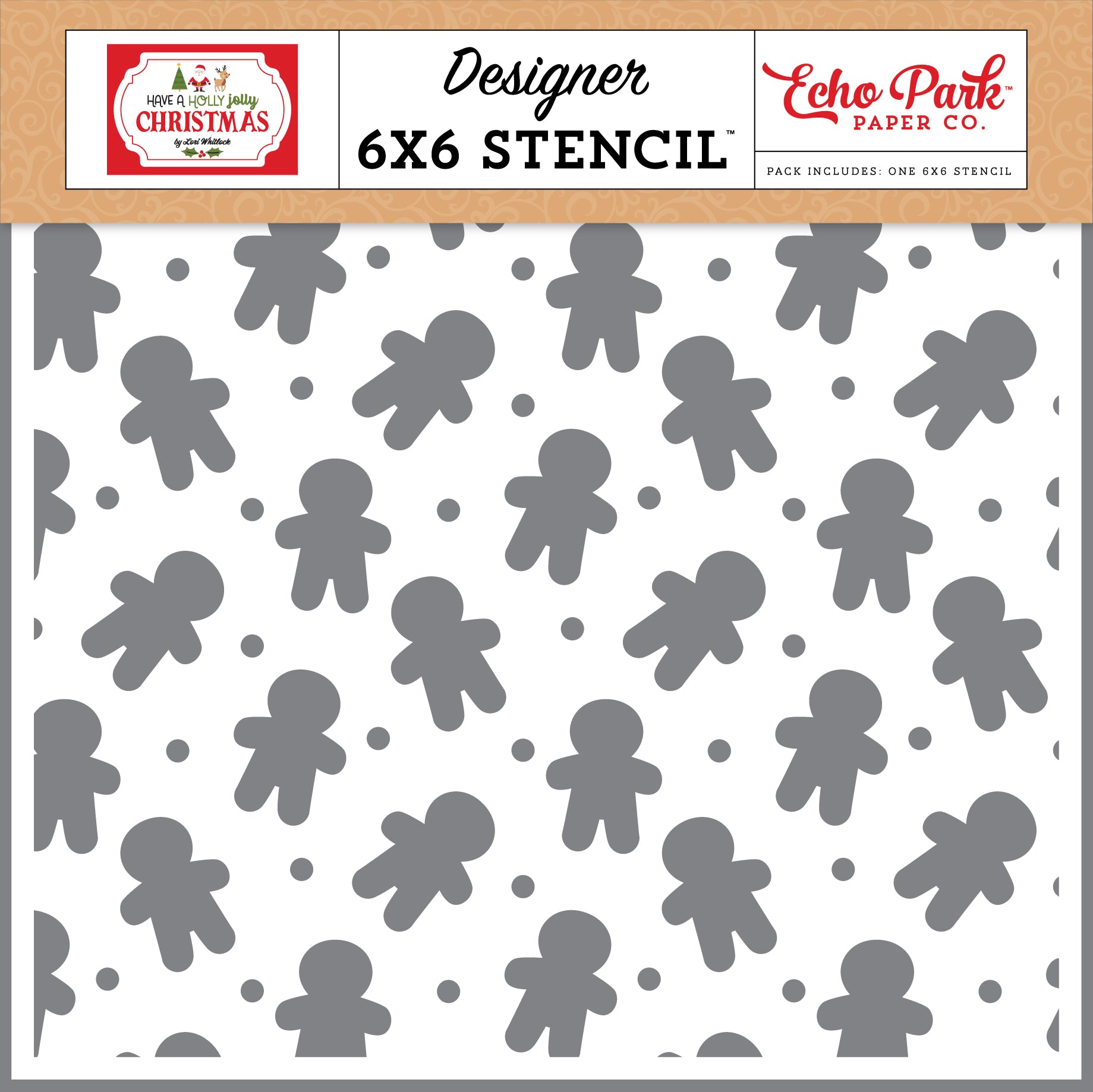 Echo Park Have A Holly Jolly Christmas Stencil 6X6-Gingerbread Bakery