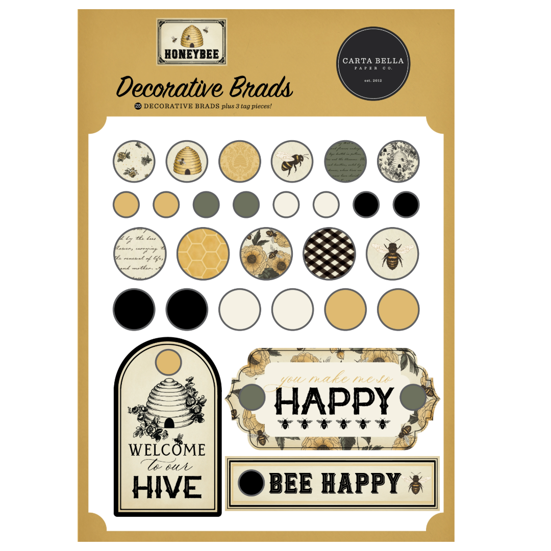 Carta Bella Honey Bee Decorative Brads