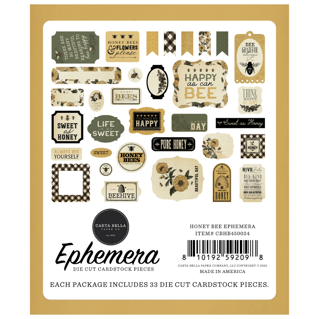 Carta Bella Honey Bee Cardstock Ephemera-Icons