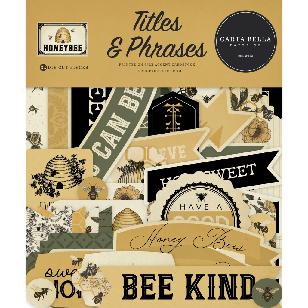 Carta Bella Honey Bee Cardstock Ephemera-Titles & Phrases