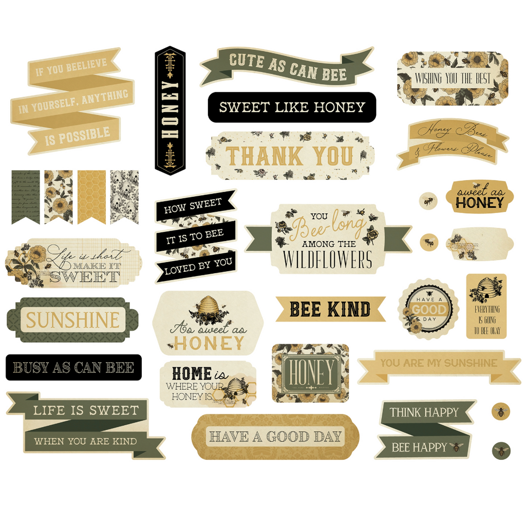Carta Bella Honey Bee Cardstock Ephemera-Titles & Phrases