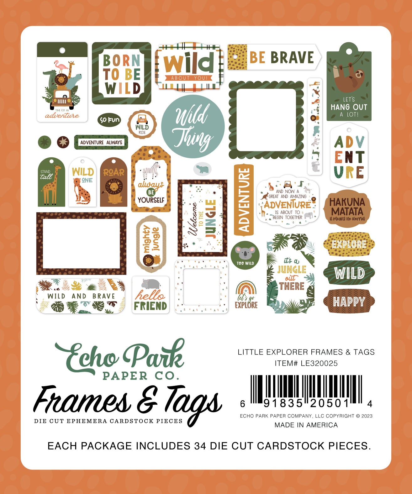Echo Park Little Explorer Cardstock Ephemera Frames & Tags
