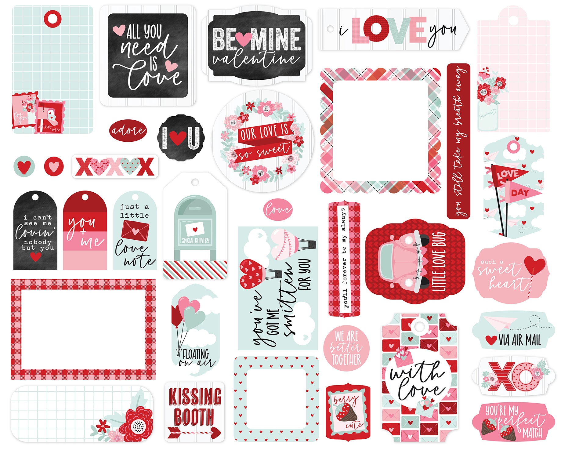 Echo Park Love Notes Ephemera -Frames & Tags