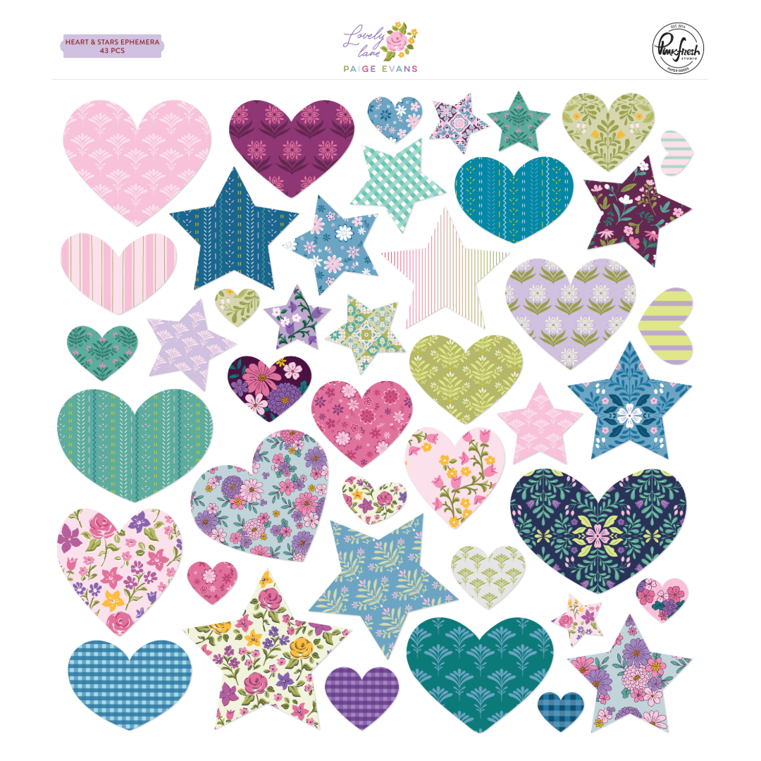 Pinkfresh Studio Lovely Lane Hearts & Stars Die Cuts