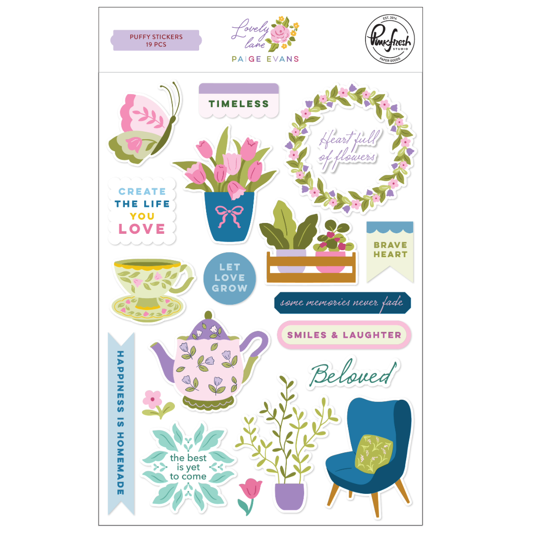 Pinkfresh Studio Lovely Lane Puffy Stickers