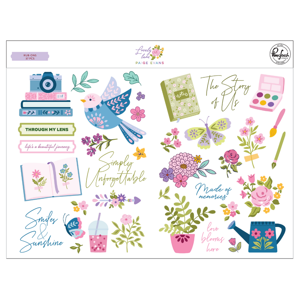 Pinkfresh Studio Lovely Lane Rub Ons