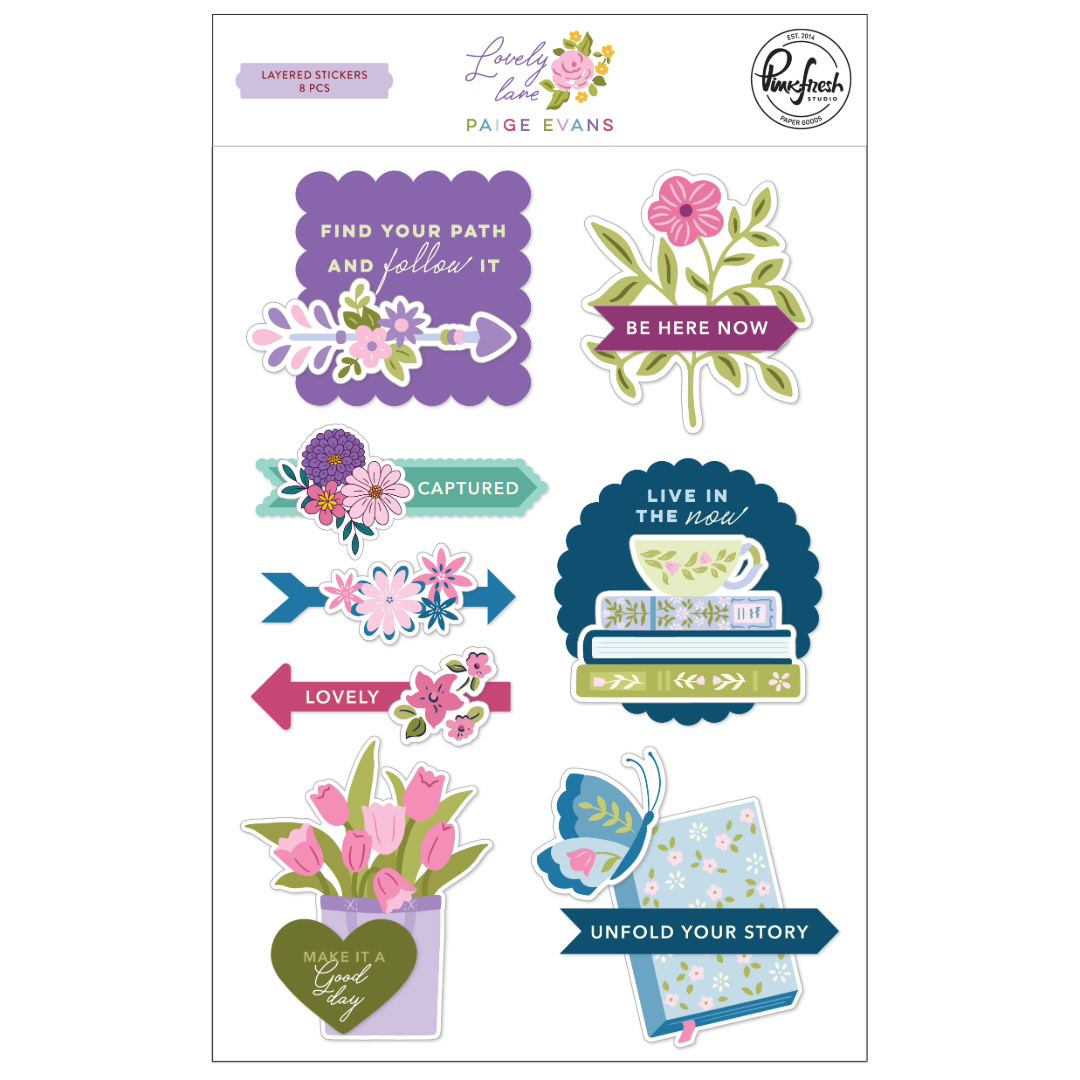 Pinkfresh Studio Lovely Lane Layered Cardstock Stickers
