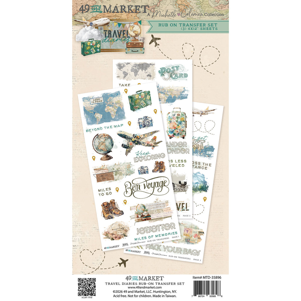 Travel Diaries - 6 x12 Blendable Rub-on Transfer Set