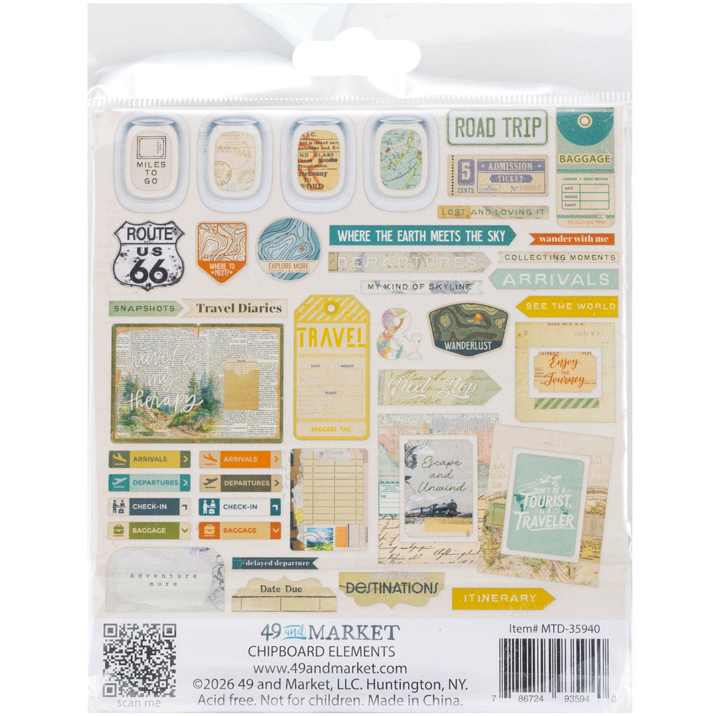 Travel Diaries - Chipboard Set