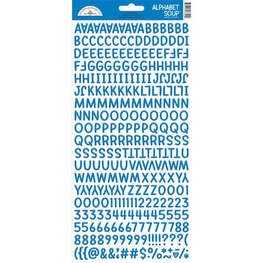 Doodlebug Alphabet Soup Puffy Stickers  - Blue Jean