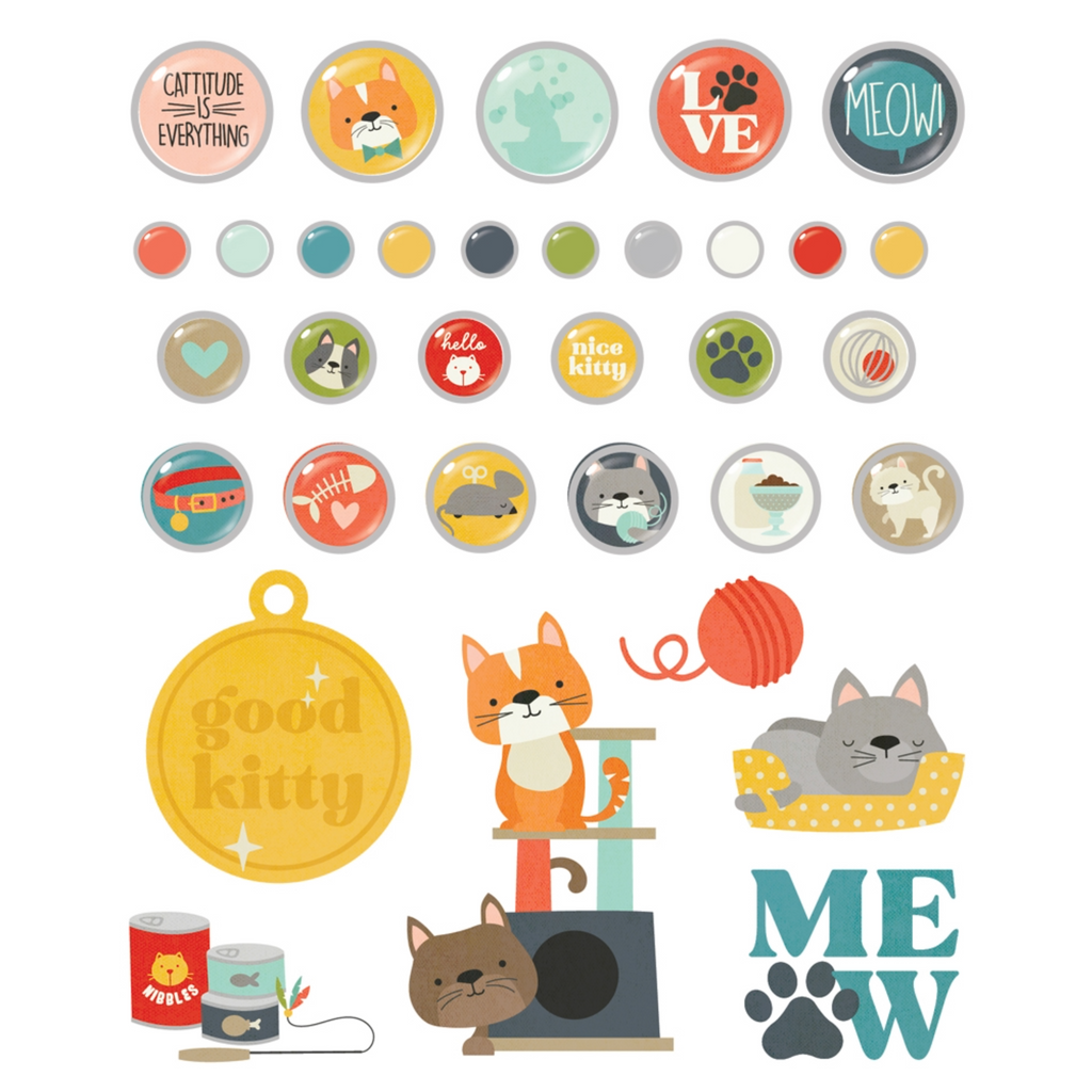 Simple Stories Pet Shoppe Cat Decorative Brads