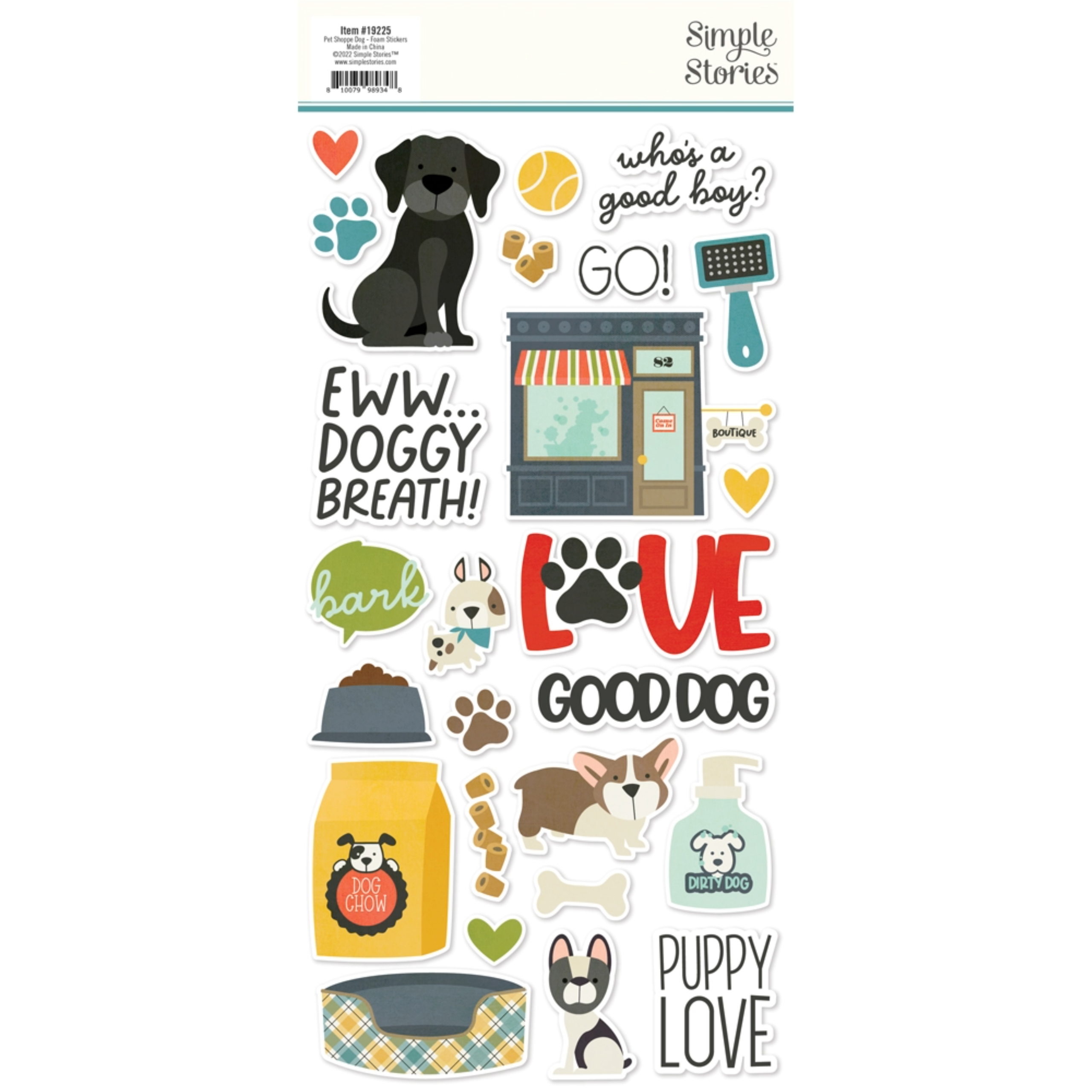 Simple Stories Pet Shoppe Dog Foam Stickers