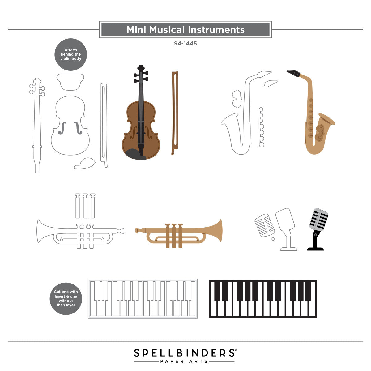 Mini Musical Instruments Etched Dies