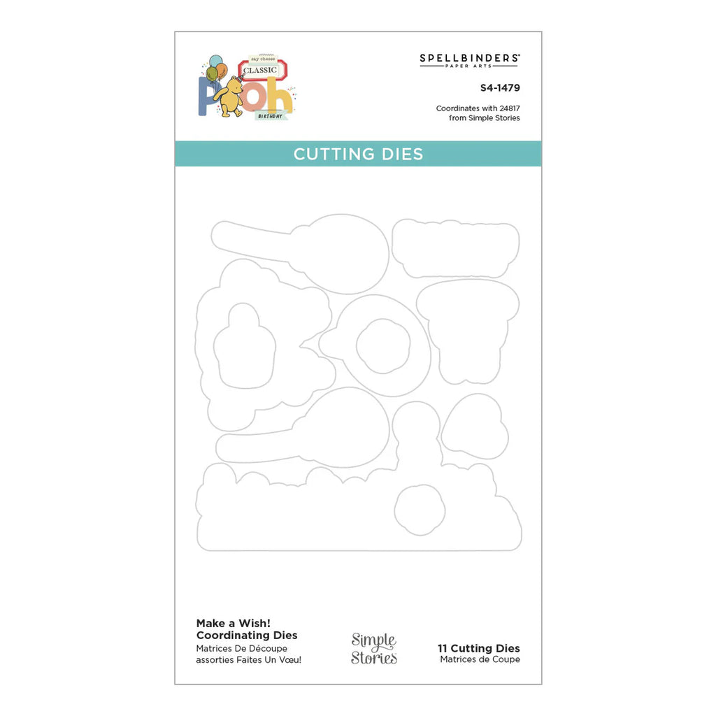 Spellbinders Classic Pooh Make A Wish! Etched Dies for Coordinating Stamp Set