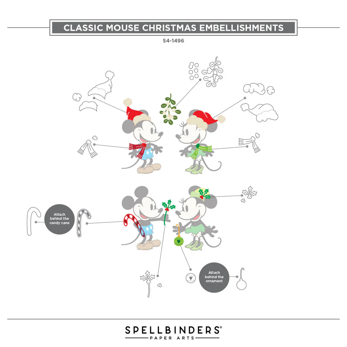 Spellbinders Classic Mouse Christmas Etched Dies- Embellishments