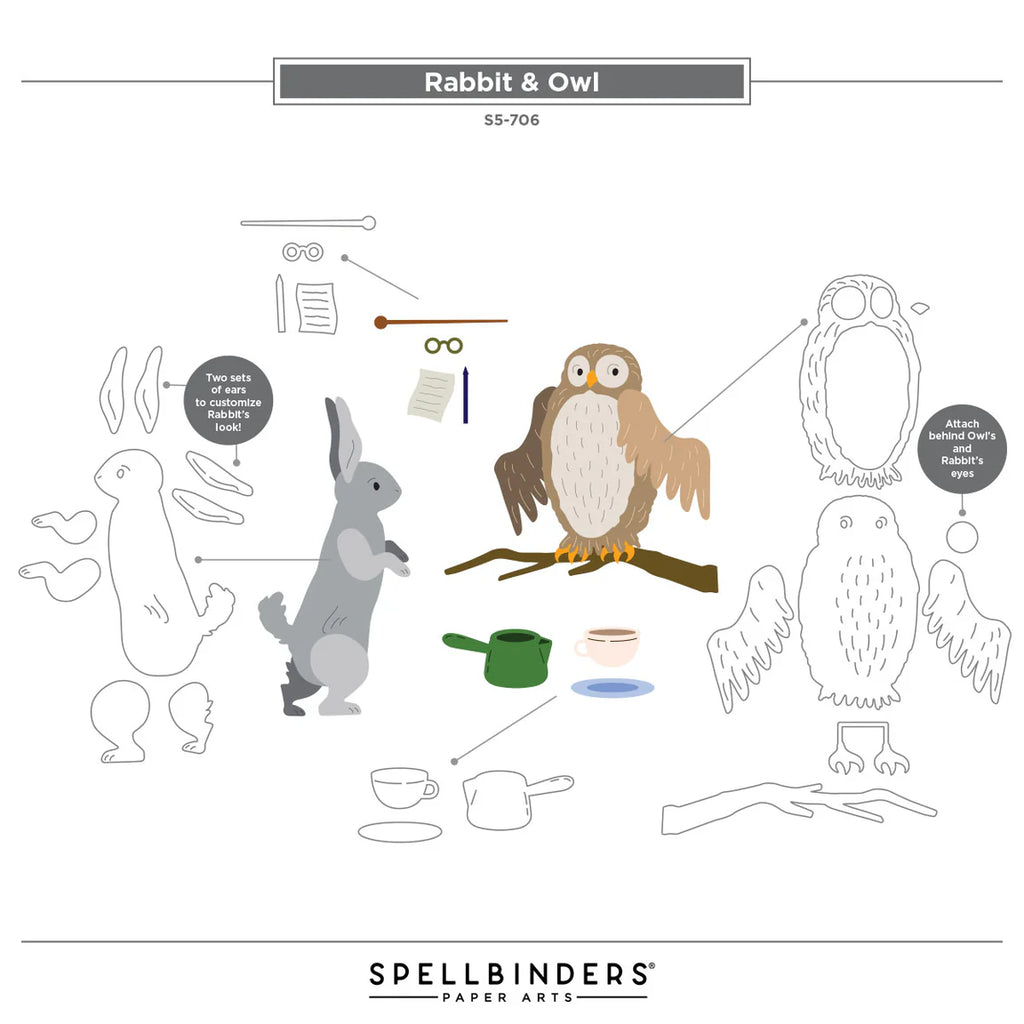 Spellbinders Classic Pooh Rabbit & Owl Etched Dies