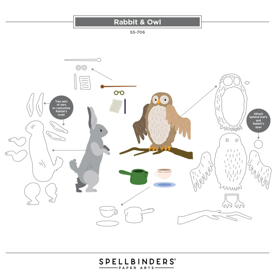 Spellbinders Classic Pooh Rabbit & Owl Etched Dies