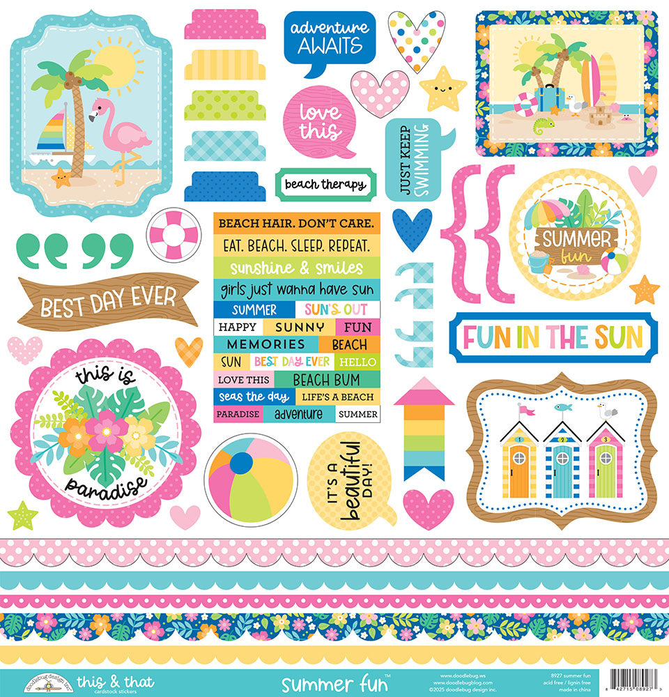 Doodlebug Summer Fun Paper Pack 12"X12"