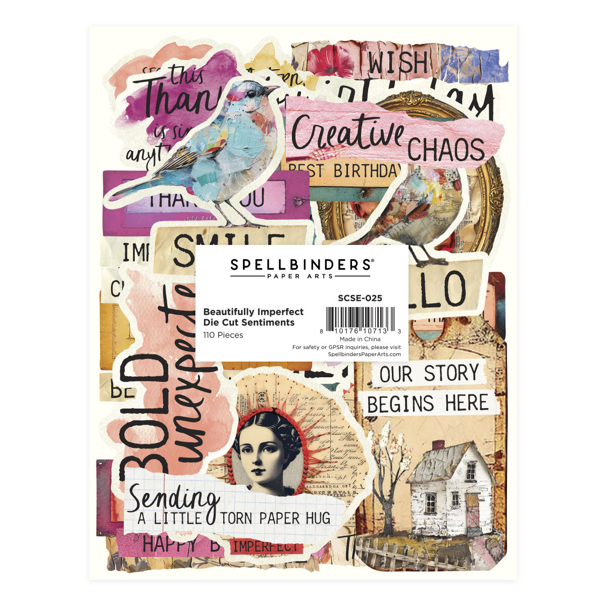 Spellbinders Beautifully Imperfect Die Cut Sentiments (110 pc)