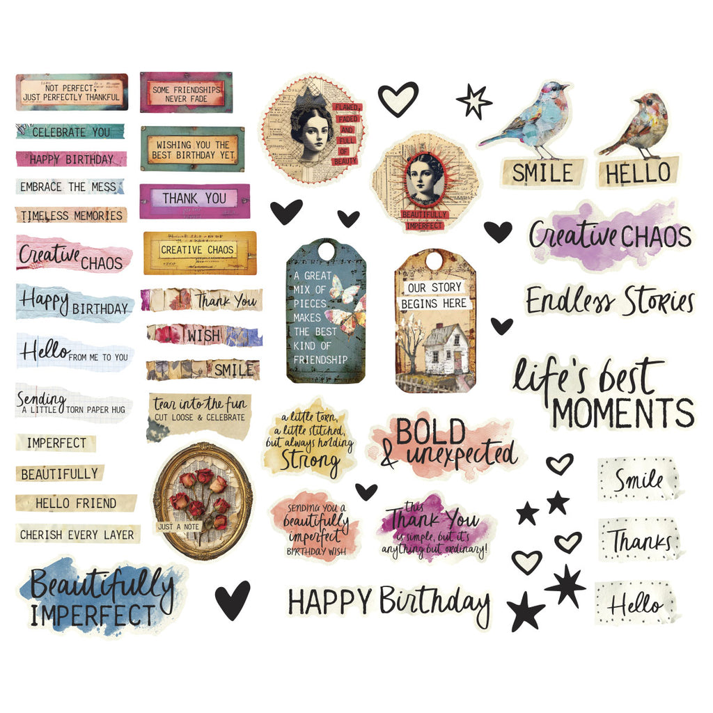 Spellbinders Beautifully Imperfect Die Cut Sentiments (110 pc)